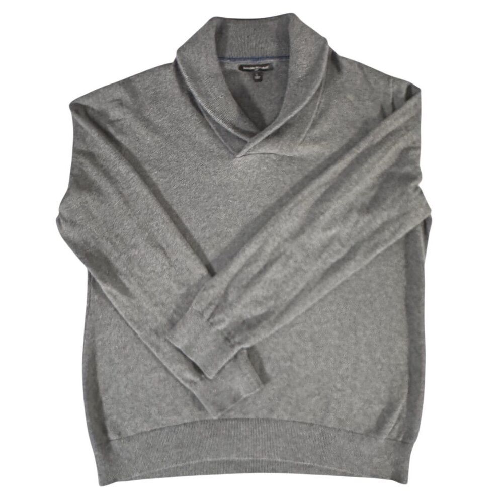 Banana Republic Men's Gray Shawl Collar Cotton Sweater Size L